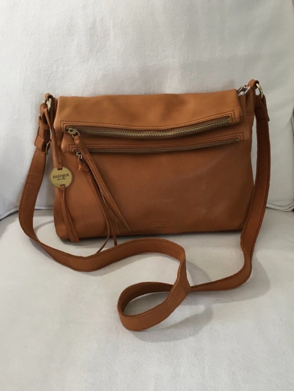 Margot Robbie Fold Over Leather Crossbody Hobo Bag